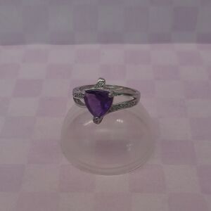 Sterling Silver Ring with Purple Trillion Gem - Fragrant Jewels Size 8